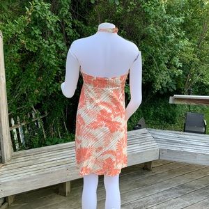 GAP Dresses - Salmon & tan Hawaiian print short halter dress GAP Dresses - Salmon & tan Hawaiian print short halter dress